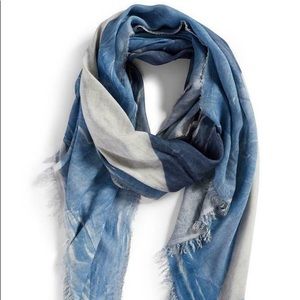 Blue EILEEN FISHER Maltinto fringe edge scarf